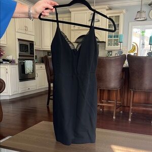 Elegant Black Dress with Lace Detail